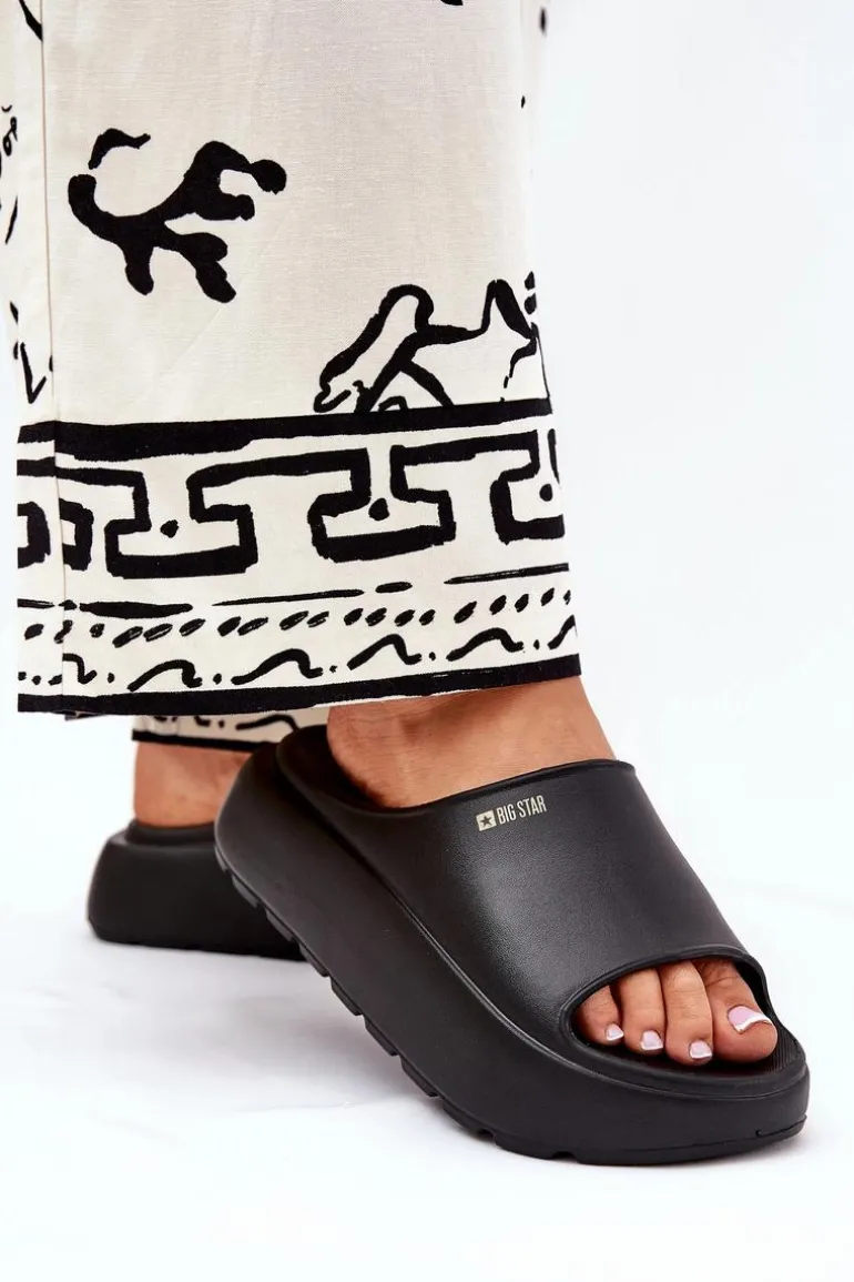 Piankowe Klapki Damskie Na Platformie Big Star RR274A567 Czarne