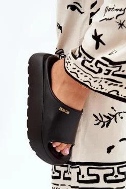 Piankowe Klapki Damskie Na Platformie Big Star RR274A567 Czarne