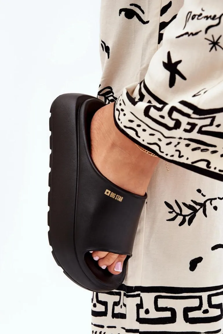 Piankowe Klapki Damskie Na Platformie Big Star RR274A567 Czarne