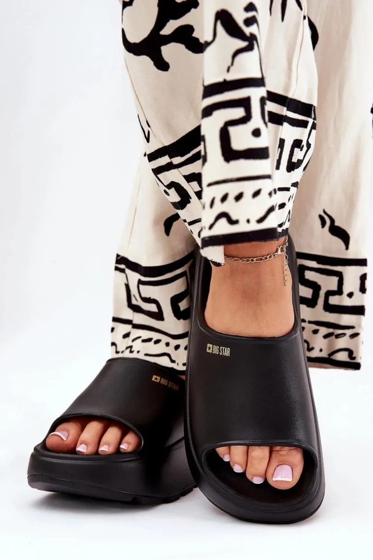 Piankowe Klapki Damskie Na Platformie Big Star RR274A567 Czarne