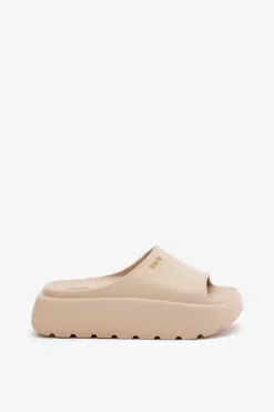 Piankowe Klapki Damskie Na Platformie Big Star RR274A569 Beżowe