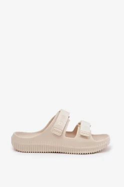 Piankowe Klapki Damskie Z Rzepami Big Star RR274A529 Beżowe