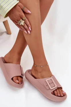 Piankowe Klapki Damskie Z Klamrą Vinceza 75207 Brudny Róż