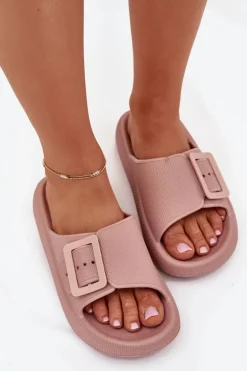 Piankowe Klapki Damskie Z Klamrą Vinceza 75207 Brudny Róż