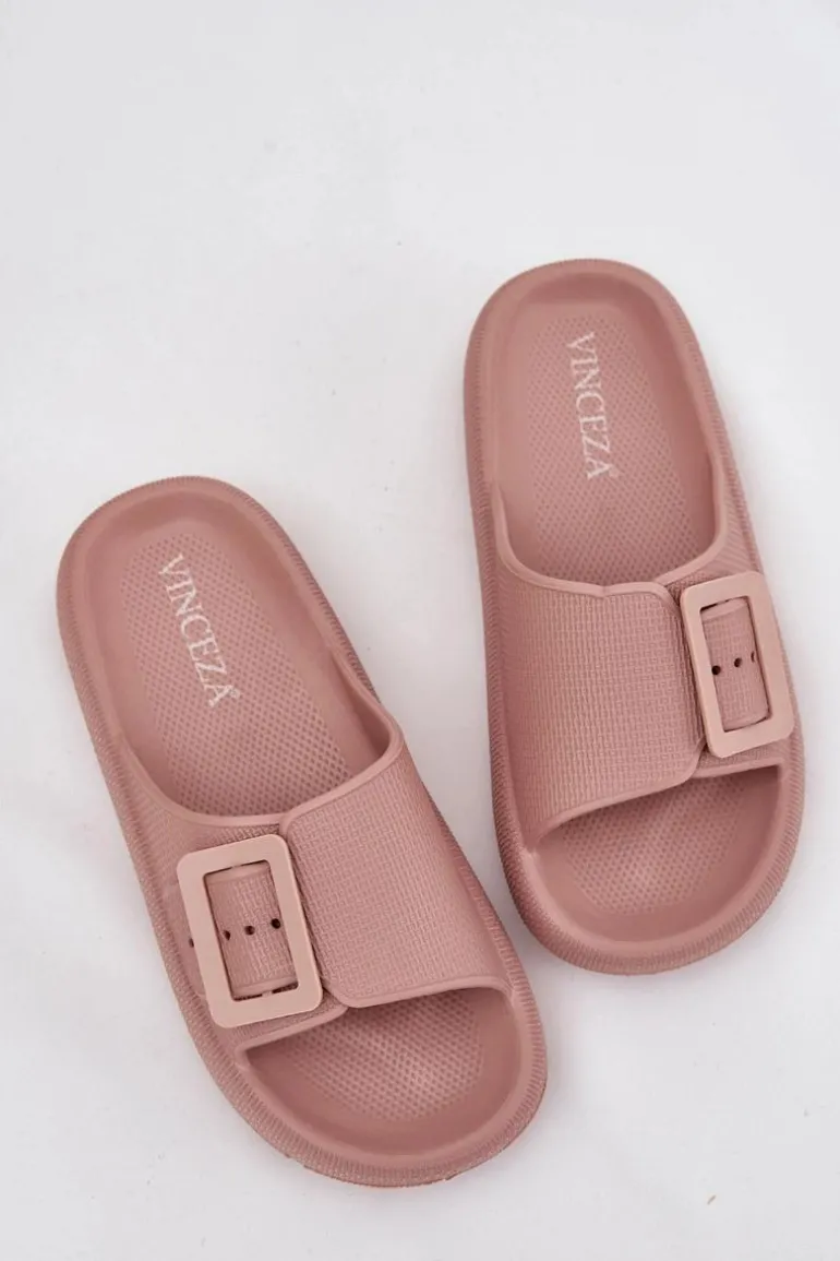 Piankowe Klapki Damskie Z Klamrą Vinceza 75207 Brudny Róż