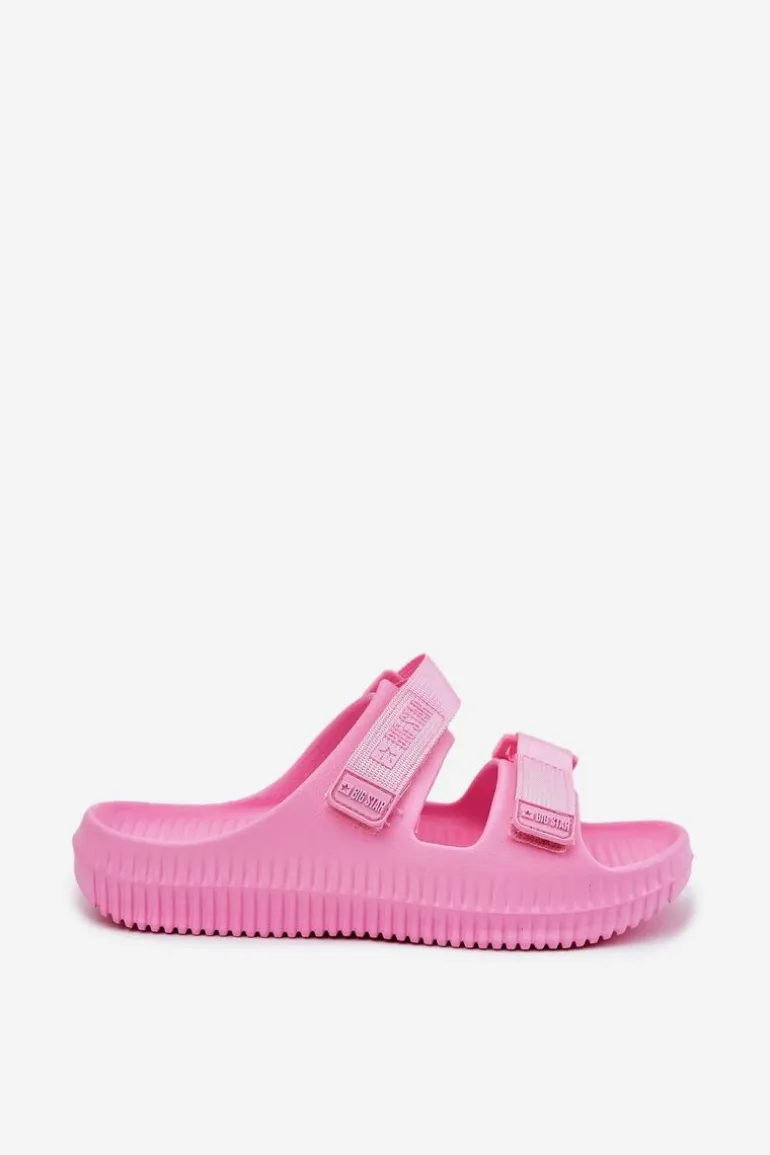 Piankowe Klapki Damskie Z Rzepami Big Star RR274A528 Różowe