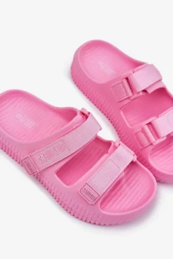 Piankowe Klapki Damskie Z Rzepami Big Star RR274A528 Różowe