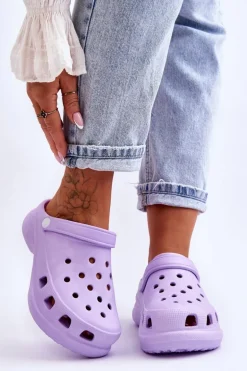 Piankowe Klapki Kroksy Na Masywnej Podeszwie Fioletowe Katniss