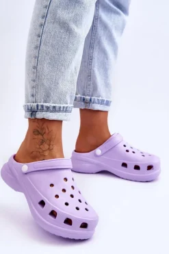 Piankowe Klapki Kroksy Na Masywnej Podeszwie Fioletowe Katniss