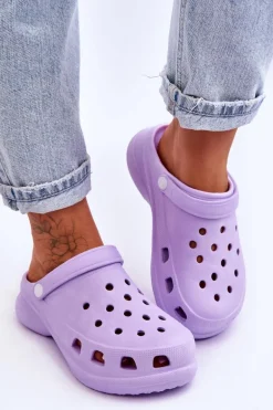 Piankowe Klapki Kroksy Na Masywnej Podeszwie Fioletowe Katniss