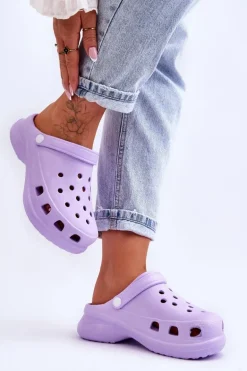 Piankowe Klapki Kroksy Na Masywnej Podeszwie Fioletowe Katniss