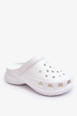 Piankowe Klapki Kroksy Na Masywnej Podeszwie Białe Katniss