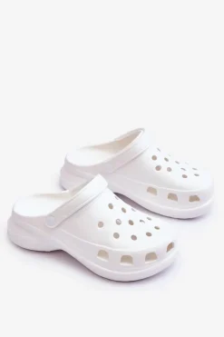 Piankowe Klapki Kroksy Na Masywnej Podeszwie Białe Katniss