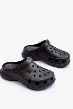 Piankowe Klapki Kroksy Na Masywnej Podeszwie Czarne Katniss