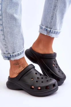 Piankowe Klapki Kroksy Na Masywnej Podeszwie Czarne Katniss