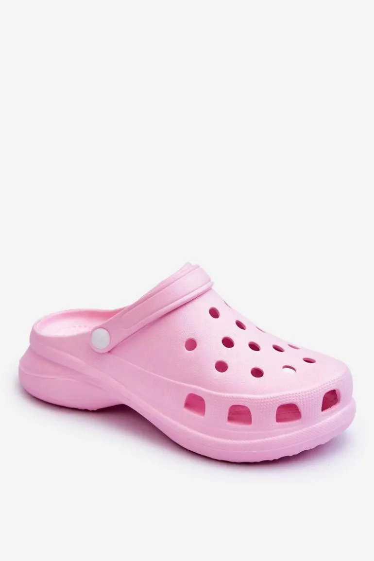 Piankowe Klapki Kroksy Na Masywnej Podeszwie Różowe Katniss