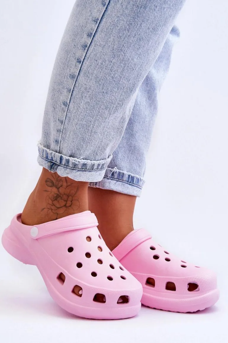 Piankowe Klapki Kroksy Na Masywnej Podeszwie Różowe Katniss