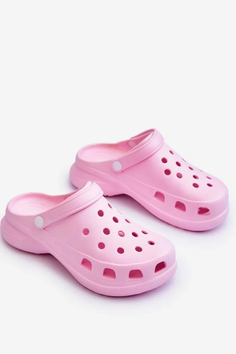 Piankowe Klapki Kroksy Na Masywnej Podeszwie Różowe Katniss