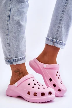 Piankowe Klapki Kroksy Na Masywnej Podeszwie Różowe Katniss