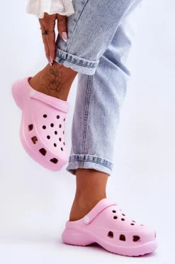 Piankowe Klapki Kroksy Na Masywnej Podeszwie Różowe Katniss