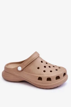 Piankowe Klapki Kroksy Na Masywnej Podeszwie Beżowe Katniss