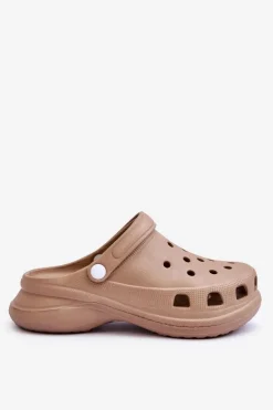 Piankowe Klapki Kroksy Na Masywnej Podeszwie Beżowe Katniss