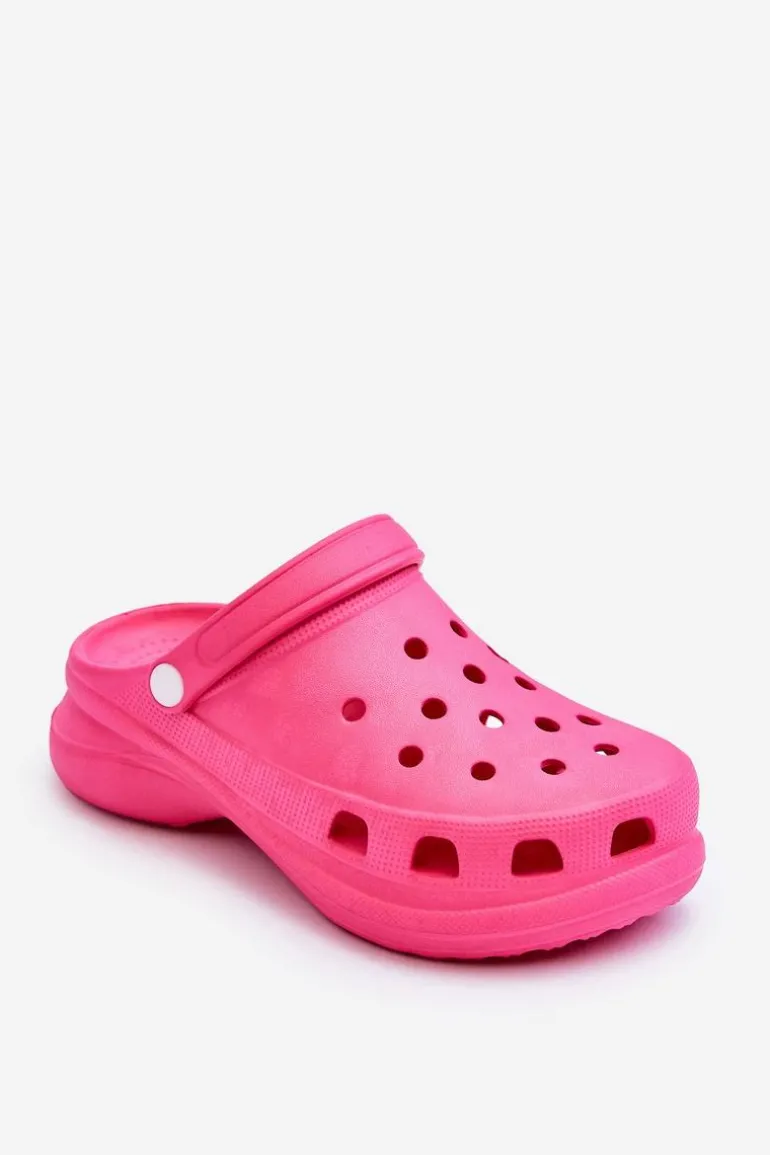 Piankowe Klapki Kroksy Na Masywnej Podeszwie Ciemnoróżowe Katniss