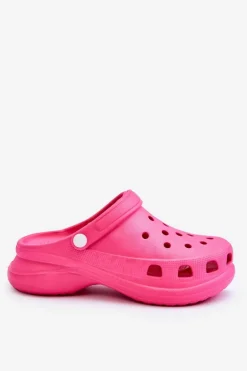 Piankowe Klapki Kroksy Na Masywnej Podeszwie Ciemnoróżowe Katniss