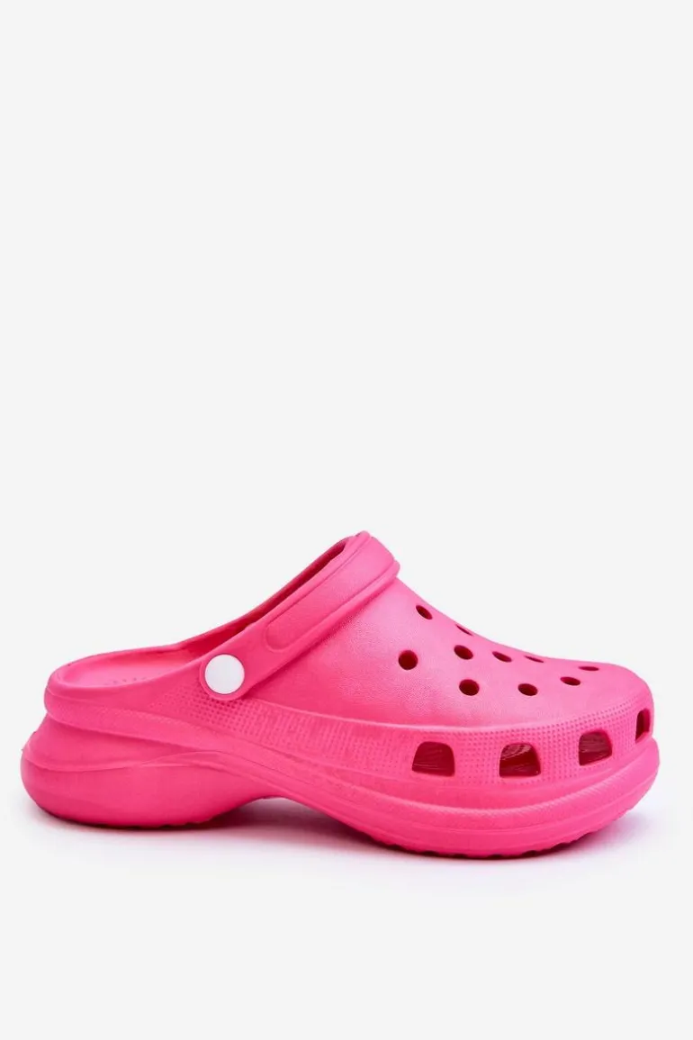 Piankowe Klapki Kroksy Na Masywnej Podeszwie Ciemnoróżowe Katniss