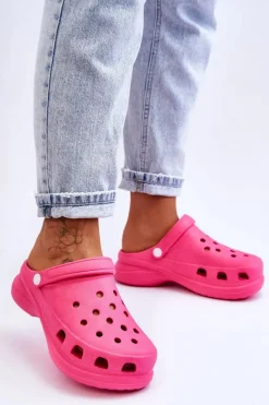 Piankowe Klapki Kroksy Na Masywnej Podeszwie Ciemnoróżowe Katniss