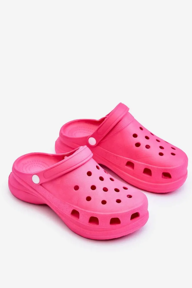 Piankowe Klapki Kroksy Na Masywnej Podeszwie Ciemnoróżowe Katniss