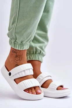 Piankowe Klapki Sandałki Białe Lirell