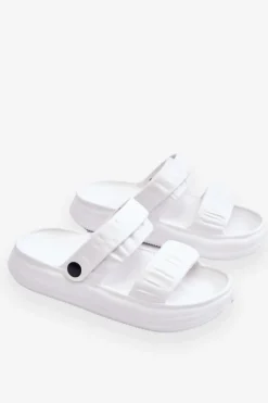 Piankowe Klapki Sandałki Białe Lirell