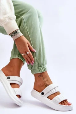 Piankowe Klapki Sandałki Białe Lirell