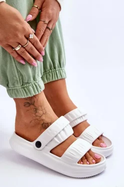 Piankowe Klapki Sandałki Białe Lirell