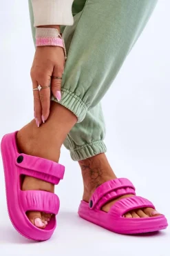 Piankowe Klapki Sandałki Fuksja Lirell