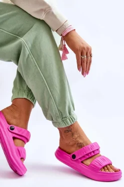 Piankowe Klapki Sandałki Fuksja Lirell