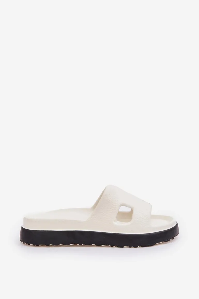 Piankowe Klapki Z Wycięciami Białe Neladith