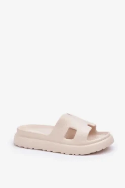 Piankowe Klapki Z Wycięciami Jasnobeżowe Neladith