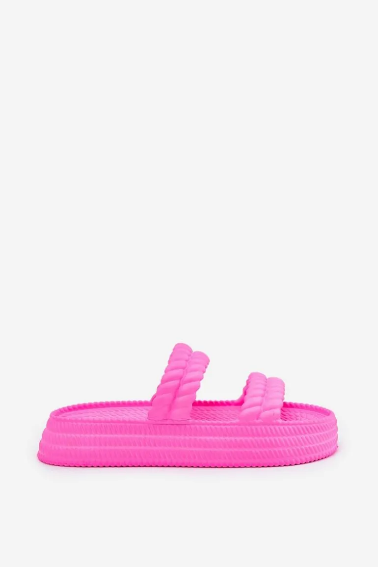 Piankowe Lekkie Klapki Damskie Na Platformie S.Barski ZK51-001 Fuksja