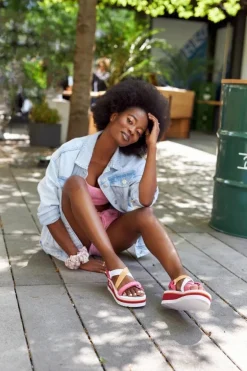 Piankowe Sandały Na Koturnie Big Star HH274A083 Różowe