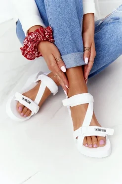 Piankowe Sandały Na Koturnie Big Star FF274A351 Białe