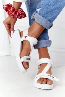 Piankowe Sandały Na Koturnie Big Star FF274A351 Białe