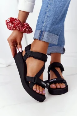 Piankowe Sandały Na Koturnie Big Star FF274A349 Czarne