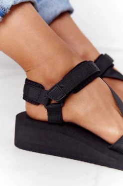 Piankowe Sandały Na Koturnie Big Star FF274A349 Czarne