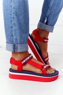 Piankowe Sandały Na Platformie Big Star HH274A102 Czerwone