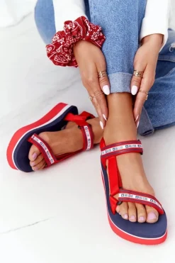 Piankowe Sandały Na Platformie Big Star HH274A102 Czerwone