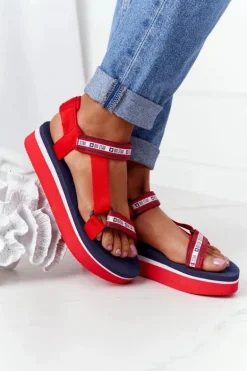 Piankowe Sandały Na Platformie Big Star HH274A102 Czerwone