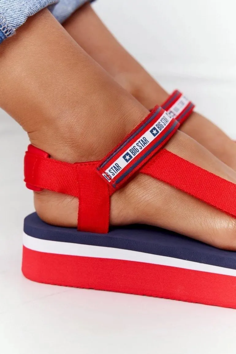 Piankowe Sandały Na Platformie Big Star HH274A102 Czerwone