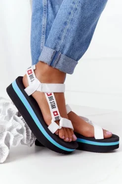 Piankowe Sandały Na Platformie Big Star HH274A087 Czarno-Białe